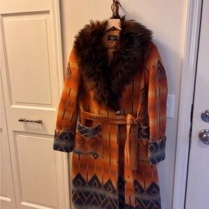 Double RL (RRL) Shearling Collar Jacquard Coat - Size 2